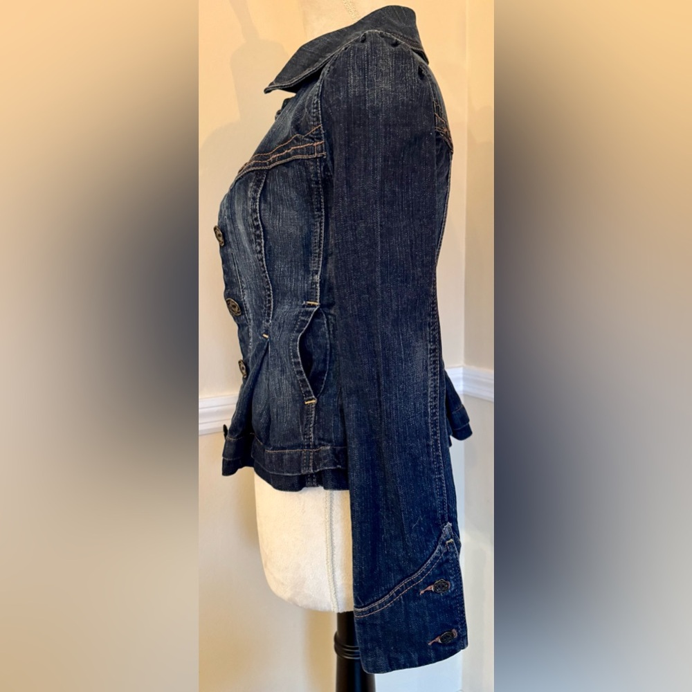 Vintage Guess Jeans Very Fitted Peplum Denim Jacket XS (on small side) - Picture 4 of 8